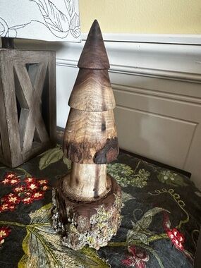 Handcrafted Wooden Tree Sculpture - Natural Brown Tones